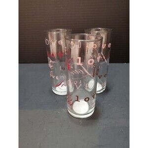 Anchor Clear Love Drinking Glass Variety Of Fonts Colors USA 3 Pk Romance Gift